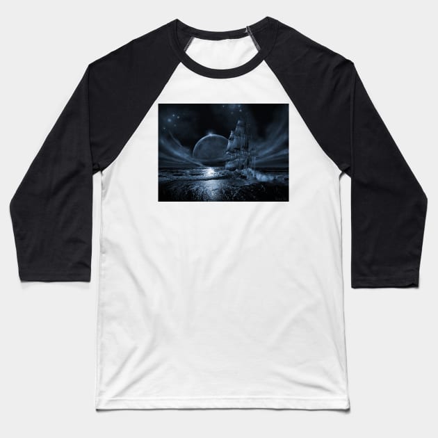 Ghost ship series: Full moon rising Baseball T-Shirt by surrealismart